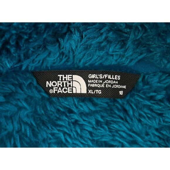 NEW The North Face Fleece Jacket Girls XL 18 Fuzzy Deep Lagoon Blue Soft - Picture 3 of 7